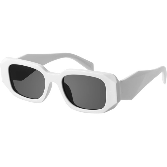 White Rectangular Sunglasses - Picture 3 of 6